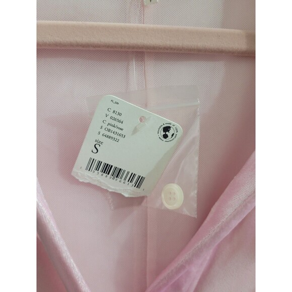 FREE PEOPLE Sz Small Shayla Pink Velvet Long Sleeved Button-Up Mini Dress Preppy - Picture 3 of 8